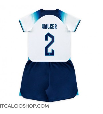 Inghilterra Kyle Walker #2 Prima Maglia Bambino Mondiali 2022 Manica Corta (+ Pantaloni corti)